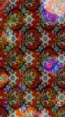 Kahverengi, gri ve kırmızı renkte çiçekler. Kahverengi, gri ve kırmızı renkte çiçek çizimi. Çiçek deseni. Şatafatlı bahar bahçesi dokusu. Raster illüstrasyonu.