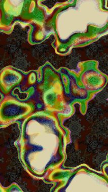 Çiçekler. Soyut etnik raster çizim kalıbı. Vadinin çiçekleri yeşil ve kahverengi renklerde.