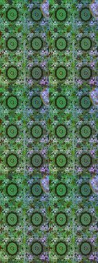 Damask altın soyut çiçek yeşil renklerde pürüzsüz desen. Raster illüstrasyonu. Süsleme.