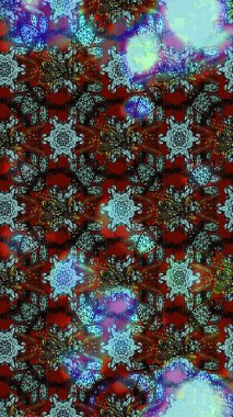 Mavi, kahverengi ve gri renkte çiçekler. Çizim çiçek deseni duvar kâğıdı olarak kullanılabilir. Raster illüstrasyonu.