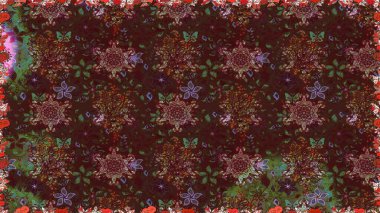 Raster illüstrasyonunda kusursuz çiçek deseni. Süslü kumaş deseni. Renkli Bahar Temalı Kusursuz Arkaplan. Düz Çiçek Elementleri Tasarımı.