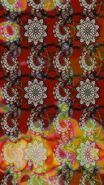 Raster Yumuşak kumaş deseni. Raster çiçek izi. Klasik taslak çizimi. Çiçek eskiz deseni.