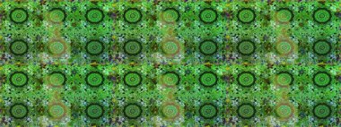 Raster illüstrasyonu. Kusursuz damaske klasik altın desen. Yeşil renkler ve altın elementler üzerinde altın pürüzsüz desen. Tekrarlayan ögelerle soyut arkaplan Raster.