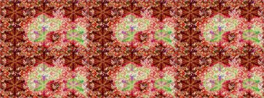 Raster oryantal süs. Kırmızı renklerde, altın elementlerle kusursuz desen. Kusursuz altın desen.