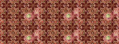 Çiçekli süslemeli, pürüzsüz bir desen. Doğu tarzında klasik tasarım öğesi. Süslü dantel iz sürücü. Kahverengi renkli geleneksel Arap dekoru. Duvar kağıdı için altın süslü illüstrasyon.