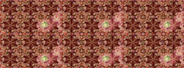 Çiçekli süslemeli, pürüzsüz bir desen. Doğu tarzında klasik tasarım öğesi. Süslü dantel iz sürücü. Kahverengi renkli geleneksel Arap dekoru. Duvar kağıdı için altın süslü illüstrasyon.