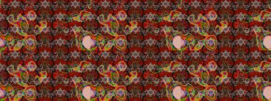 Raster Illustrasyon 'daki Çiçek Deseni' nin son moda çizimi. Düz Çiçek Elementleri Tasarımı. Renkli Yaz Temalı eskiz kalıbı. Kahverengi renkte çiçekler.