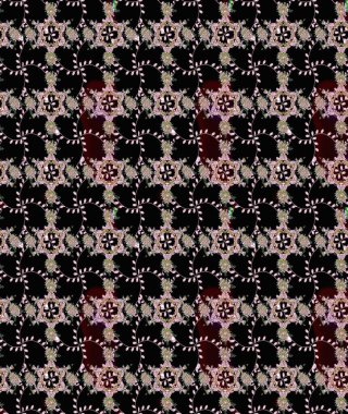 Düz Çiçek Elementleri Tasarımı. Siyah renkli şirin çiçek deseni. Raster Modaya uygun kumaş deseni. Renkli Bahar Teması çizim şablonu.