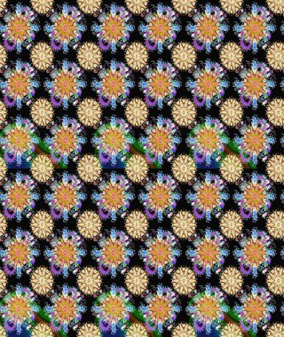 Çiçek süslemeli çizim deseni. Raster illüstrasyonu. Siyah renkte çiçekler.