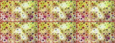 Renkli Bahar Temalı Kusursuz Arkaplan. Düz Çiçek Elementleri Tasarımı. Raster Şirin kumaş deseni. Kusursuz bağbozumu.