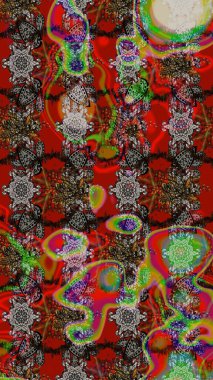 Tropik çiçekler. Kırmızı ve kahverengi renkte çiçekler. Gömlek çizimi Arkaplan Deseni.