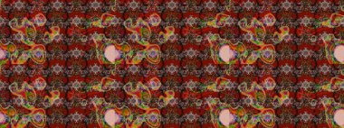 Raster Illustrasyon 'daki Çiçek Deseni' nin son moda çizimi. Düz Çiçek Elementleri Tasarımı. Renkli Yaz Temalı eskiz kalıbı. Kahverengi renkte çiçekler.