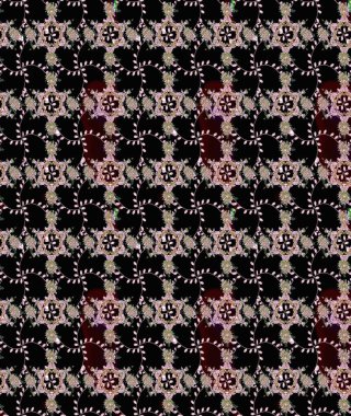 Düz Çiçek Elementleri Tasarımı. Siyah renkli şirin çiçek deseni. Raster Modaya uygun kumaş deseni. Renkli Bahar Teması çizim şablonu.