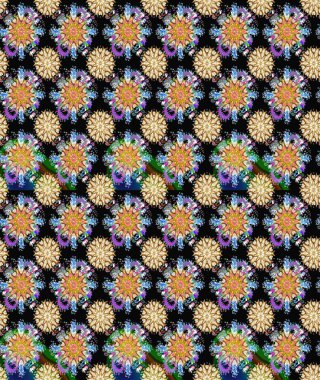 Çiçek süslemeli çizim deseni. Raster illüstrasyonu. Siyah renkte çiçekler.