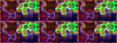 Kahverengi ve yeşil renkli çiçekler. Tropik çiçekler. Tişörtsüz arka plan deseni.