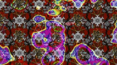 Asya tekstil tarzında. Renkli Bahar Teması eskiz kalıbı. Güzel kumaş deseni. Düz Çiçek Elementleri Tasarımı. Çiçek desenli çizim. Raster illüstrasyonu.