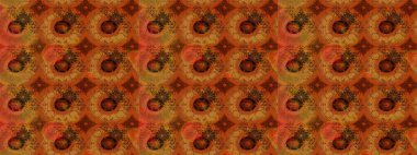 Çiçek deseni. Kahverengi ve turuncu renkli çiçek çizimi. Şatafatlı bahar bahçesi dokusu. Raster illüstrasyonu. Kahverengi ve turuncu renkte çiçekler.