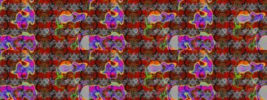 Çiçek arkaplan. - Gri ve kırmızı çiçekler. Çiçek kolajı. Çiçek kompozisyonu. Doğa. Raster deseni. Küçük çiçekte güzel desen var..