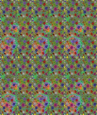 Raster illüstrasyonunda kusursuz çiçek deseni. Yeşil ve kahverengi renkte çiçekler.