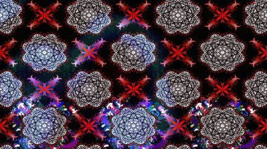 Suluboya elle çizilmiş çiçek desenli eskiz deseni. Parlak renkli fantezi çiçekleri, yapraklar, siyah renkli tomurcuklar.