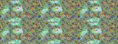 Yeşil ve nötr renklerde çiçekler. Küçük çiçekteki sevimli çiçek deseni. Raster illüstrasyonu.