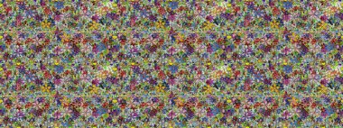 Renkli Bahar Temalı Kusursuz Arkaplan. Düz Çiçek Elementleri Tasarımı. Çiçeksel fantezi tasarımı. Parlak bir arka planda..