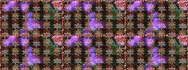 Raster illüstrasyonu. Kusursuz. Gri ve kahverengi renkli çiçekler. Şirin çiçek elementleri..