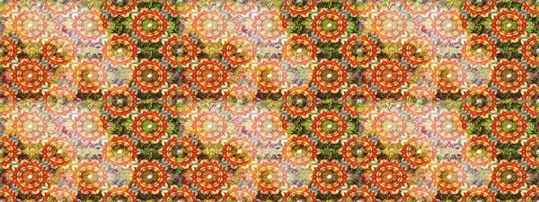 Çiçekli süslemeli, pürüzsüz bir desen. Süslü dantel iz sürücü. Doğu tarzında klasik tasarım öğesi. Duvar kâğıdı için altın süslü bir illüstrasyon. Turuncu renkler üzerine geleneksel Arapça dekor.