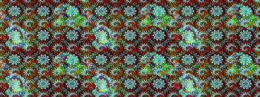 Raster illüstrasyonundaki çiçek desenli çizim. Suluboya tarzında mavi ve kahverengi renkte çiçekler.