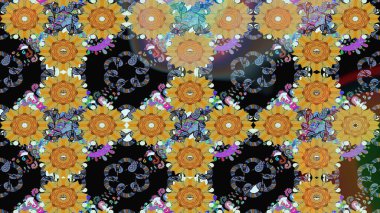 Çiçek buketleriyle klasik bir eskiz şekli. Raster illüstrasyonu. Siyah renklerde.