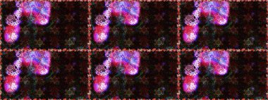 Raster illüstrasyonunda kusursuz çiçek deseni. Siyah ve kahverengi renkte çiçekler.