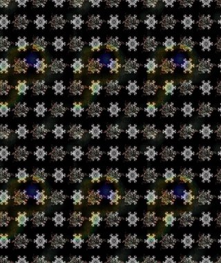 Çiçekli ipek eşarp. El çizimi çiçek unsurları olan soyut çizim raster deseni. Siyah üstüne siyah. Retro tekstil tasarım koleksiyonu. 1950 'ler-1960' lar motifleri.