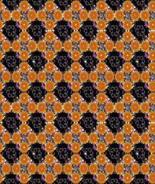 Siyah renkli çiçekler. Hediye ambalaj kağıdı, tebrik kartları, posterler ve pankart tasarımı. Raster düz çiçek çizim deseni.