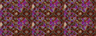 Çiçekli karalama şeklinde Raster çiçek deseni. Nazik, sevimli çiçek arkaplanı. Kahverengi ve kırmızı renkte çiçekler.