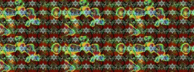 Raster illüstrasyonundaki çiçek desenli çizim. Yeşil ve kahverengi renkli çiçekler. Renkli Bahar Teması eskiz kalıbı. Düz Çiçek Elementleri Tasarımı.