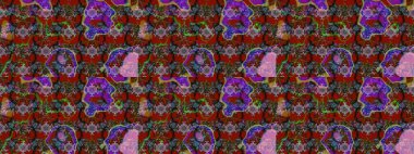 Çiçek desenli çizim. Raster illüstrasyonu. Asya tekstil tarzında. Kırmızı ve kahverengi renkte çiçekler. Raster illüstrasyonu.