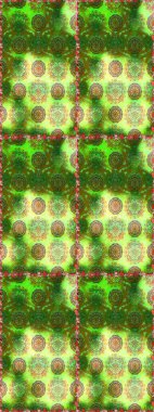 Elle boyanmış suluboya, dikişsiz çiçekler ve bitkiler. Yeşil ve kahverengi renkte çiçekler.