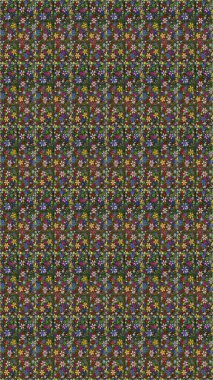 Çiçek. Raster illüstrasyonu. Yeşil ve kahverengi renklerde. Kusursuz dekoratif arka plan, çiçek mandala.