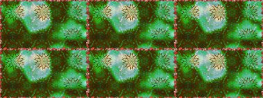 Yumuşak, yeşil ve kahverengi renklerde bahar çiçekleri. Raster illüstrasyonu. Çiçek ve yapraklı karalama şeklinde Raster çiçek deseni.