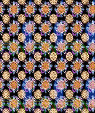 Renkli Bahar Teması eskiz kalıbı. Düz Çiçek Elementleri Tasarımı. Parlak arkaplan eskiz desenli çiçekli fantezi tasarımı.