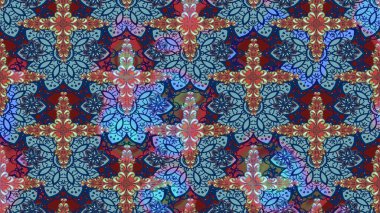 Raster çiçek izi. Çiçek mavisi ve kahverengi çizim deseni. Klasik taslak çizimi. Raster Yumuşak kumaş deseni.