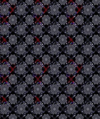 3D çiçekler, eskiz. Siyah renklerde. Raster illüstrasyonu.