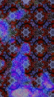 Raster illüstrasyonundaki çiçek desenli çizim. Mor ve mavi renkte çiçekler. Renkli Bahar Teması eskiz kalıbı. Düz Çiçek Elementleri Tasarımı.