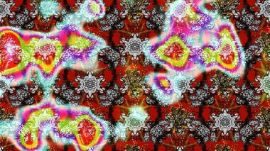 Renkli etnik çiçeklerle süslenmiş zarif bir eskiz şekli. Raster Çiçek İllüstrasyonu güzel tekstil..