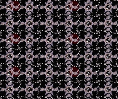 Güzel kumaş deseni. Raster suluboya çiçek deseni, narin çiçekler, siyah, nötr ve gri çiçekler, tebrik kartı şablonu.