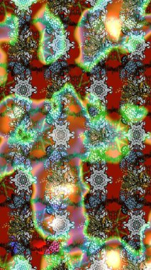 Çiçekli zambakların eskiz geçmişi. Çiçek tasarımı için inanılmaz bir kolaj cenneti tarzı. Parlak çiçekli kolaj çiçekleri yeşil ve kahverengi.