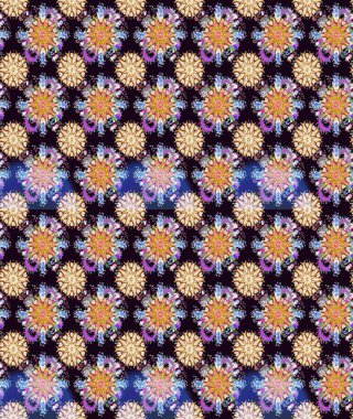 Siyah renkli bitkilerden oluşan parlak çiçekli çizim deseni.