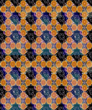 Raster Güzel kumaş deseni. Raster suluboya deseni, narin çiçekler, turuncu çiçekler, tebrik kartı şablonu..