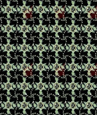 Eskiz arkaplan modeli. Yapraklı çiçekler ve papatya çiçekli siyah renkte papatyalar. Raster - stok.