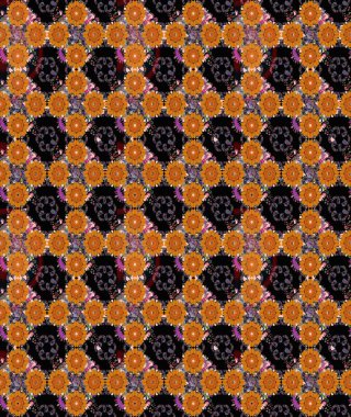 Şirin çiçek elementleri. Robot resim. Turuncu renkli çiçekler. Raster illüstrasyonu.